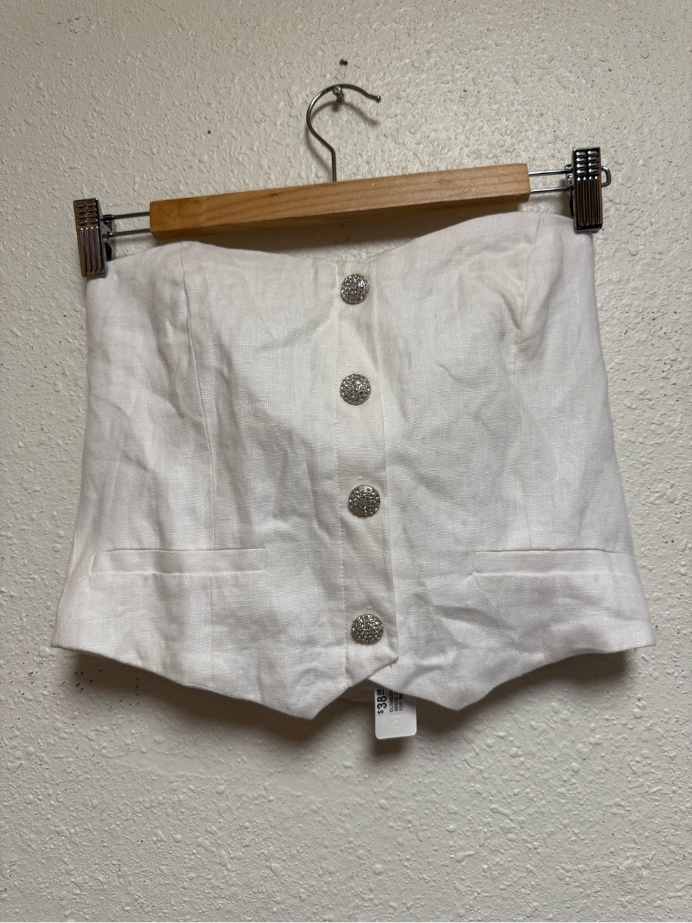 Olivaceous White High-Waist Buttoned top